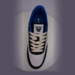 Top-down view of the Ventela V-88 Low with the tongue logo and blue lining